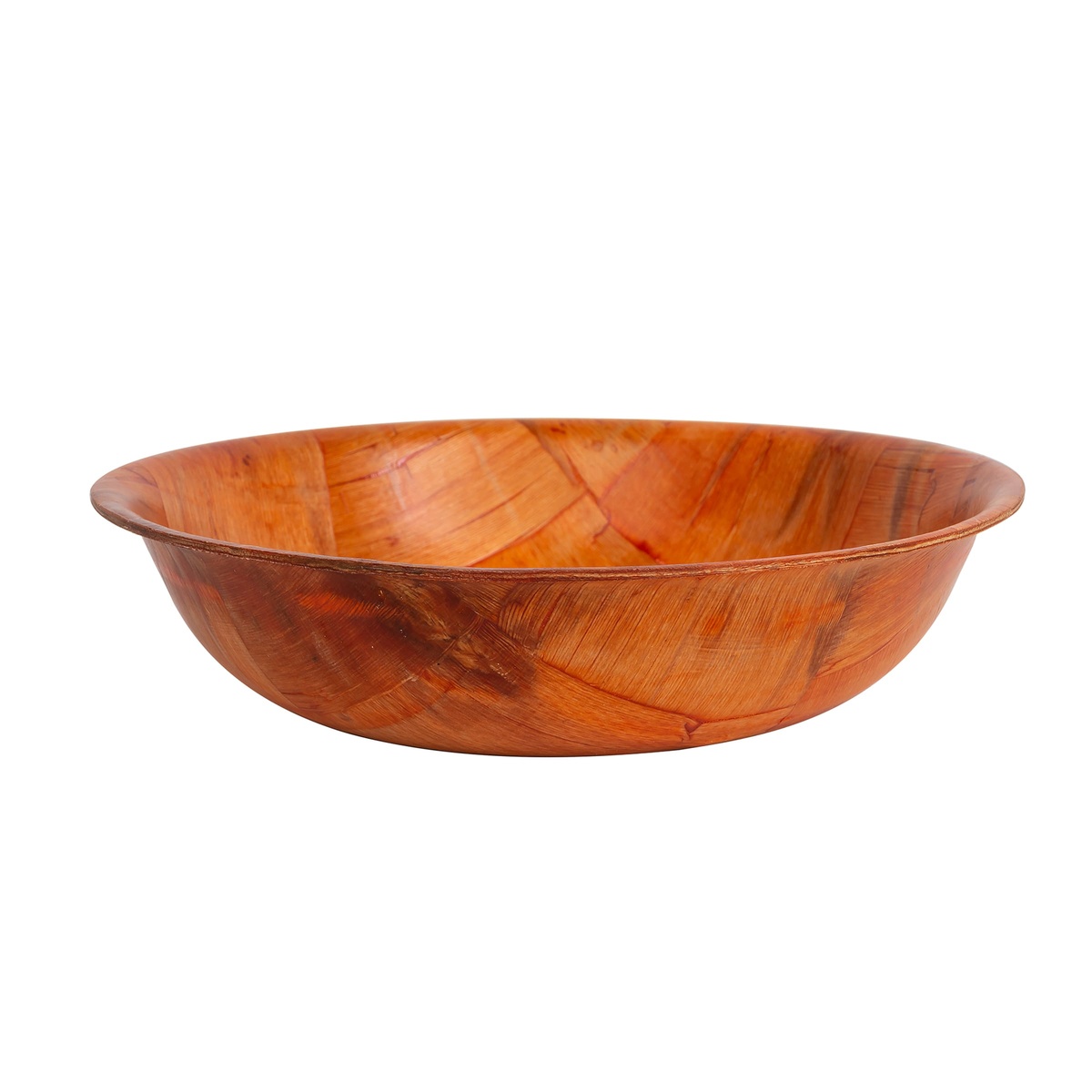 Tablecraft 207 woven wood mahogany salad bowl, straight side profile view