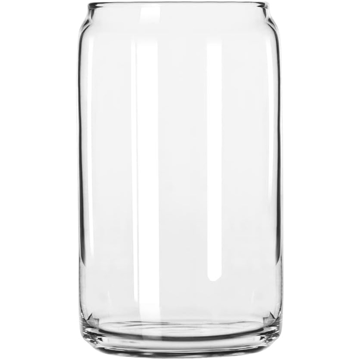 Libbey 209 16 oz clear can-shaped beer glass with inverted lip and straight sides