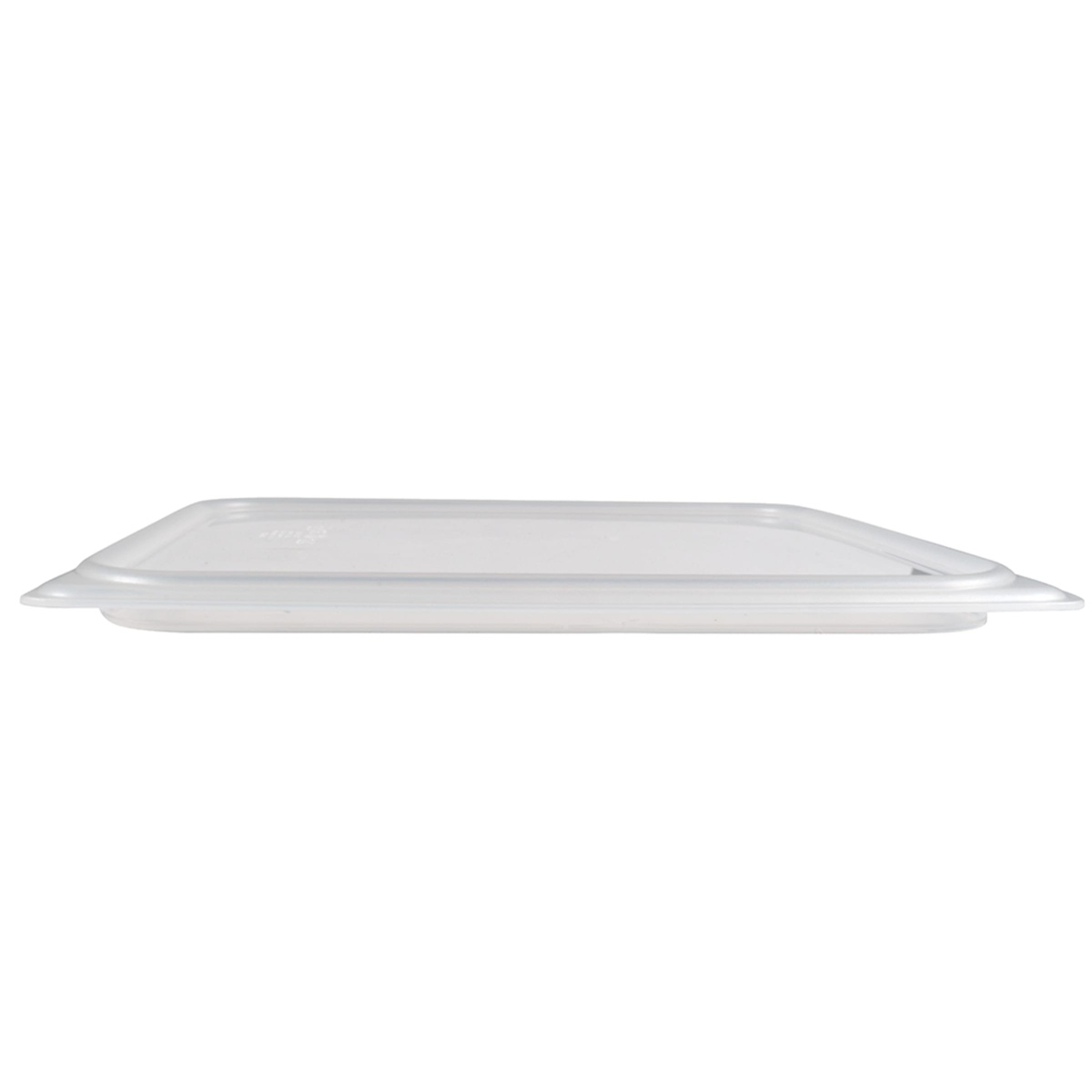 Cambro 20PPCWSC190 half-size food pan seal cover, side profile view showing low-profile lid and thumb tab ends