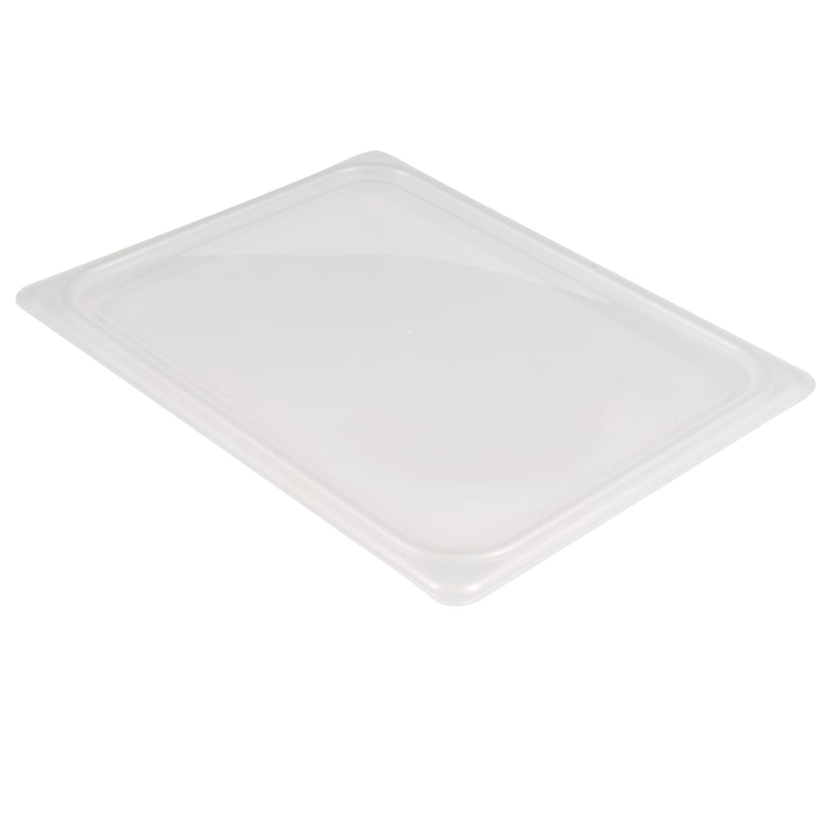 Cambro 20PPCWSC190 translucent half-size food pan seal cover, angled view