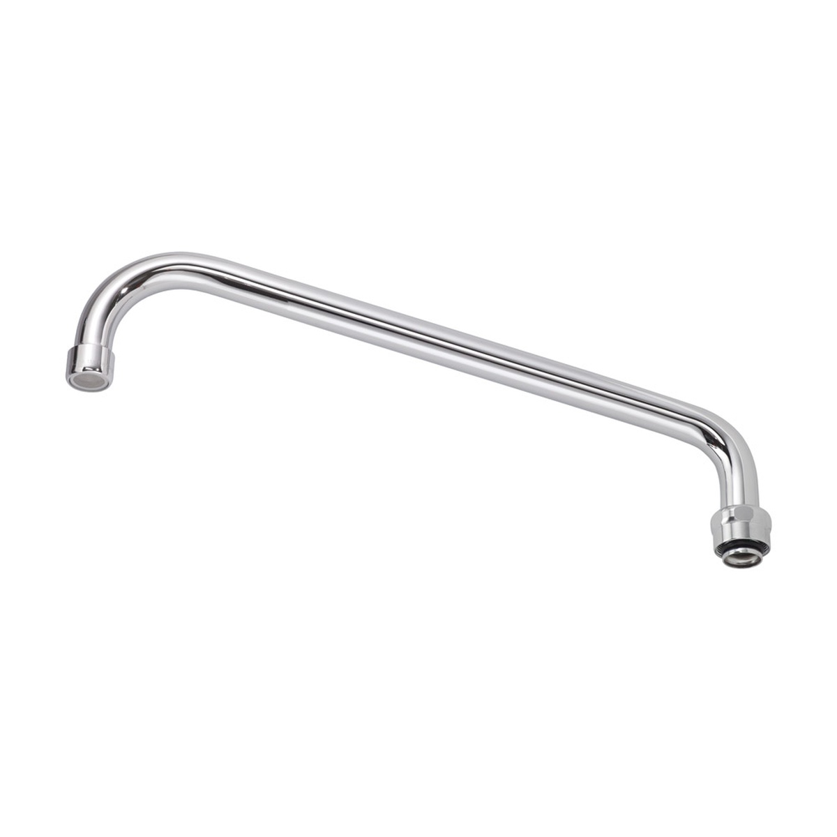 Krowne 21-423L Royal Series 12-inch chrome swing spout with aerator tip and O-ring fitting on white background