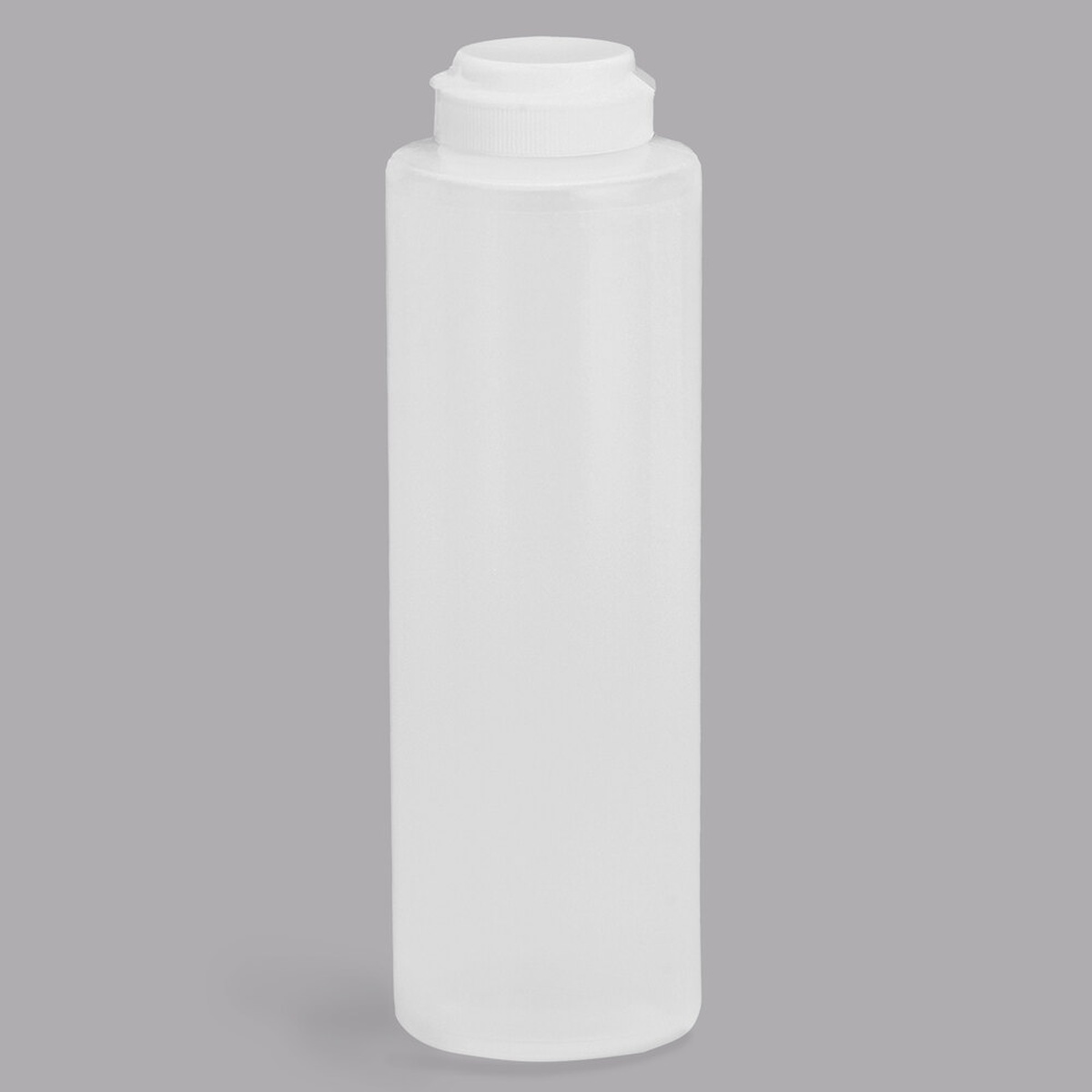 TableCraft 2112C-1 12 oz clear squeeze bottle with white hinged flip top lid