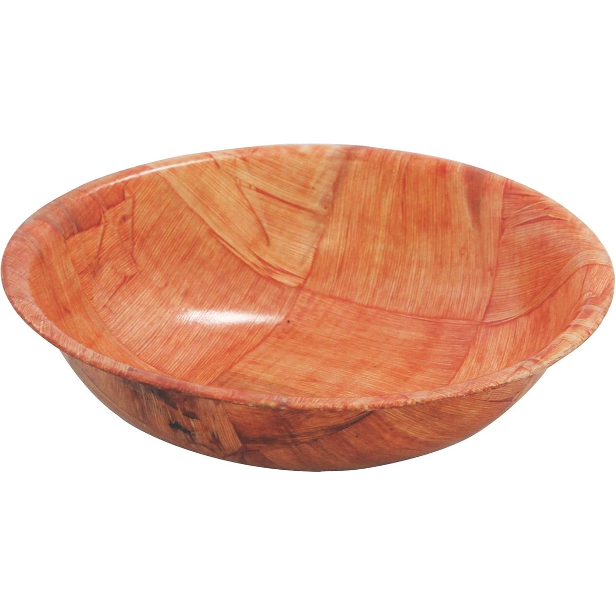 Tablecraft 212 12-inch mahogany round woven wood salad bowl with rounded bottom