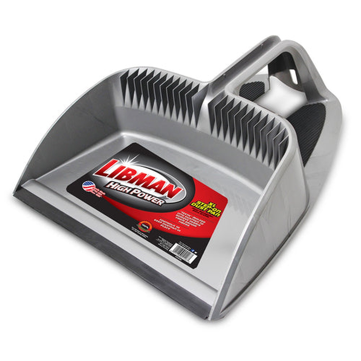Libman Commercial 2126 16-inch gray step-on dustpan with molded teeth and rubber lip