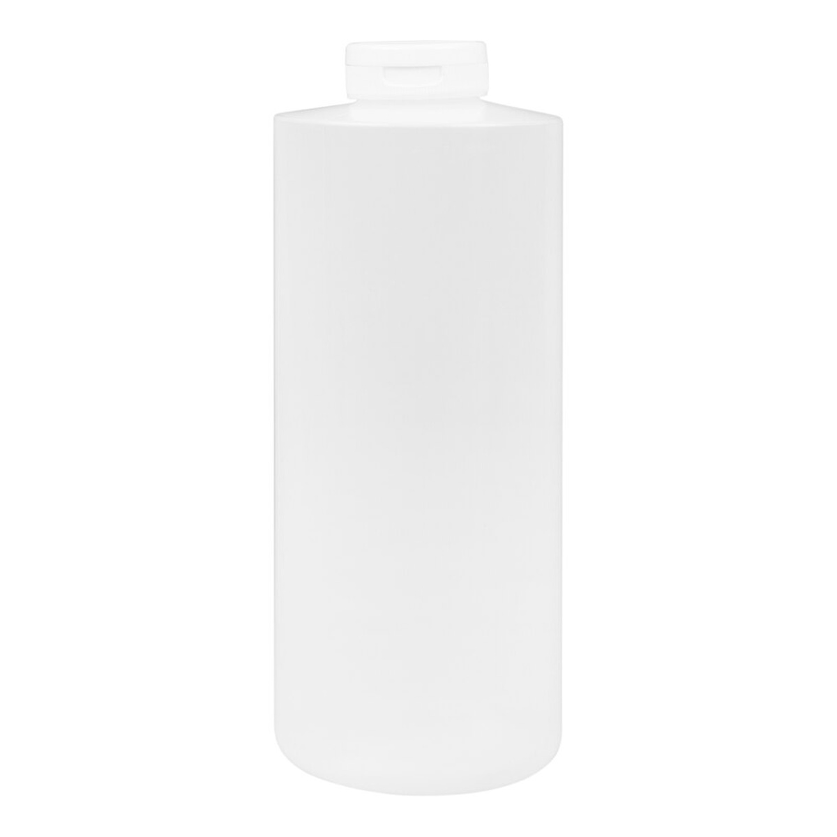 TableCraft 2132C 32 oz. clear squeeze bottle with white hinged flip lid, product on white background