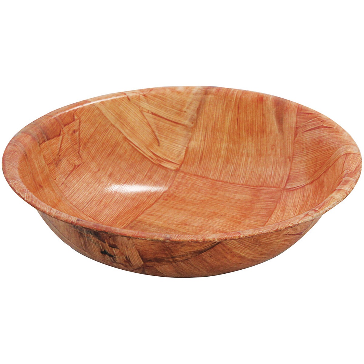 TableCraft 218W 18-inch woven wood salad bowl with round bottom and warm mahogany finish