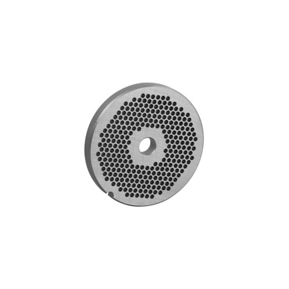 Alfa International 22 1/8 HBLS circular meat grinder plate showing maximum-density 1/8-inch holes and hub size 22 center bore