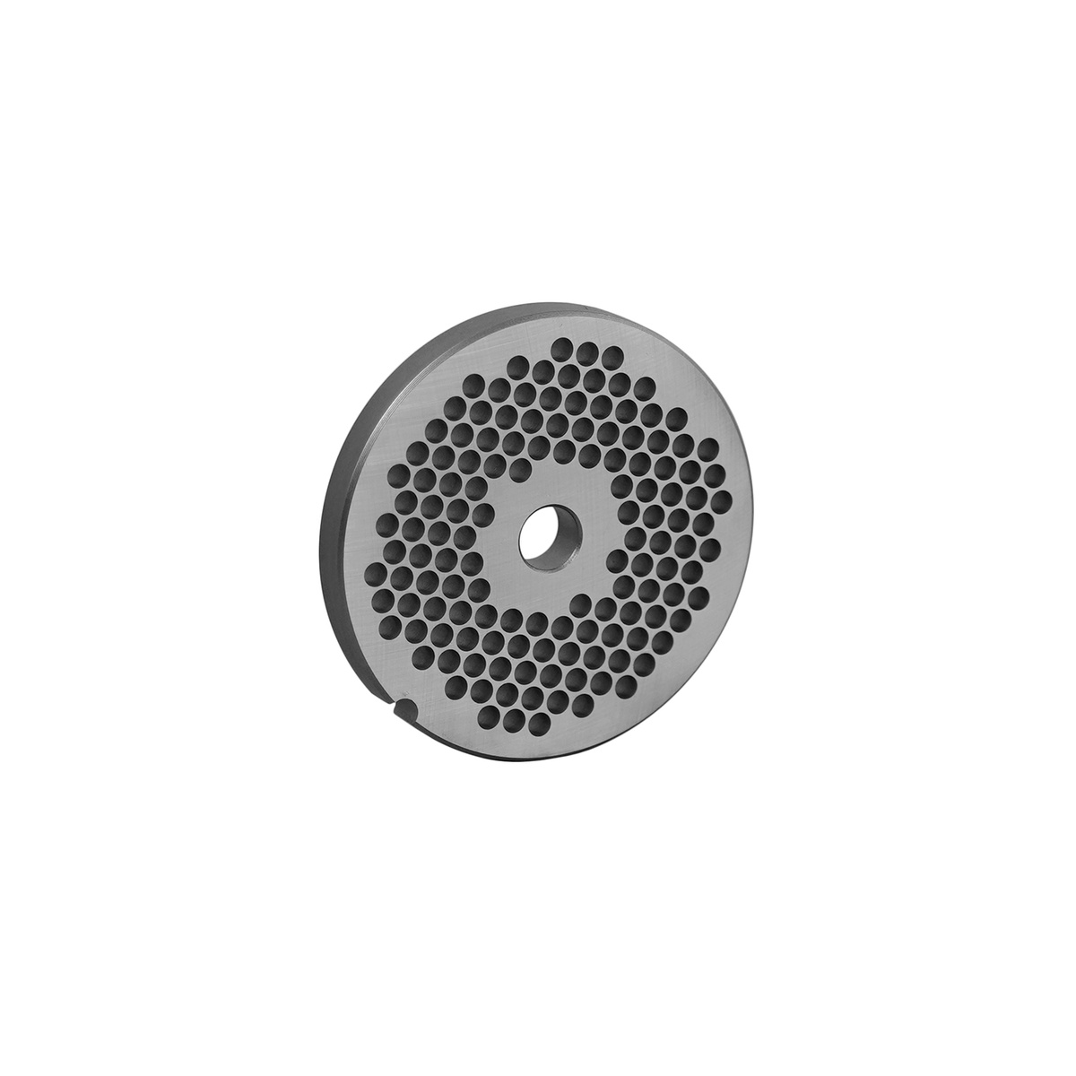 Front face of the Alfa International L&W #22 hubless chopper plate showing high-density 3/16-inch hole pattern