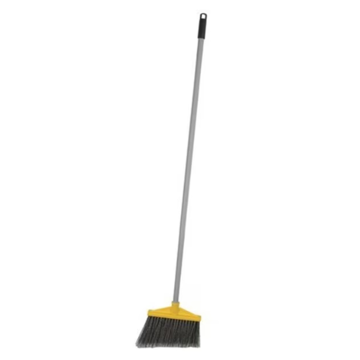 Clipper 55-inch multi-purpose angled broom with gray handle and yellow head