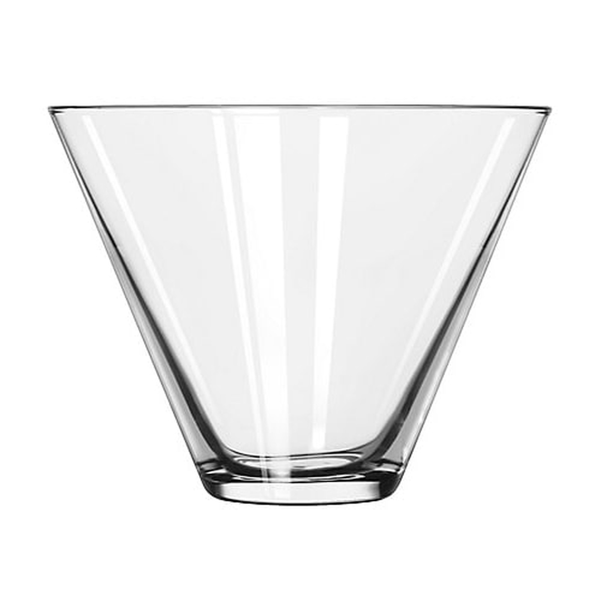 Libbey 224 clear stemless martini glass with wide flared bowl and solid base