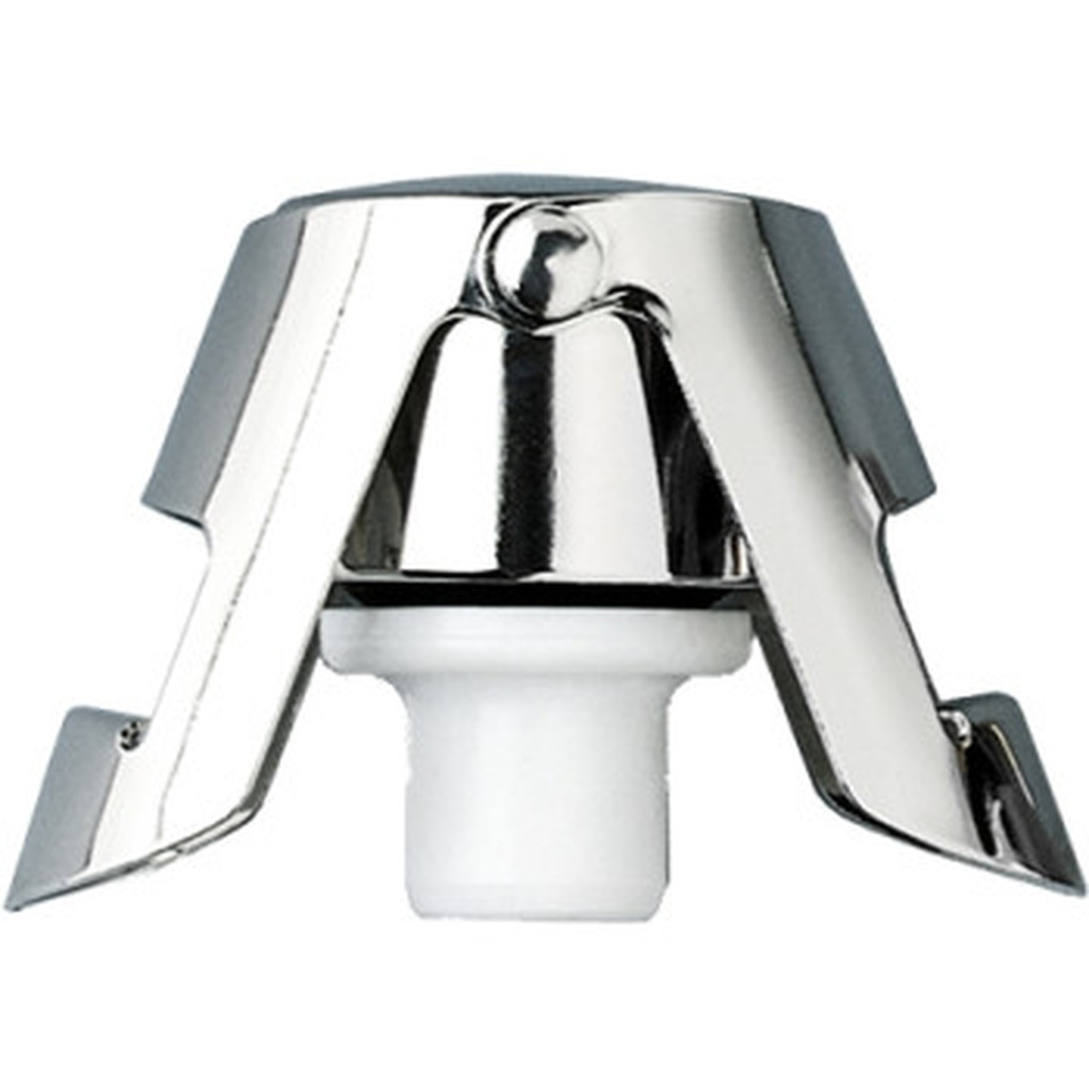 Franmara Super-Seal Champagne Bottle Stopper in nickel plated chrome with white rubber seal insert