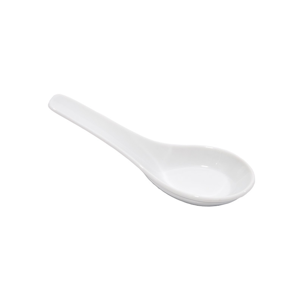 Town 22802 white ceramic Chinese soup spoon with deep rounded bowl and flat handle, 5-inch length