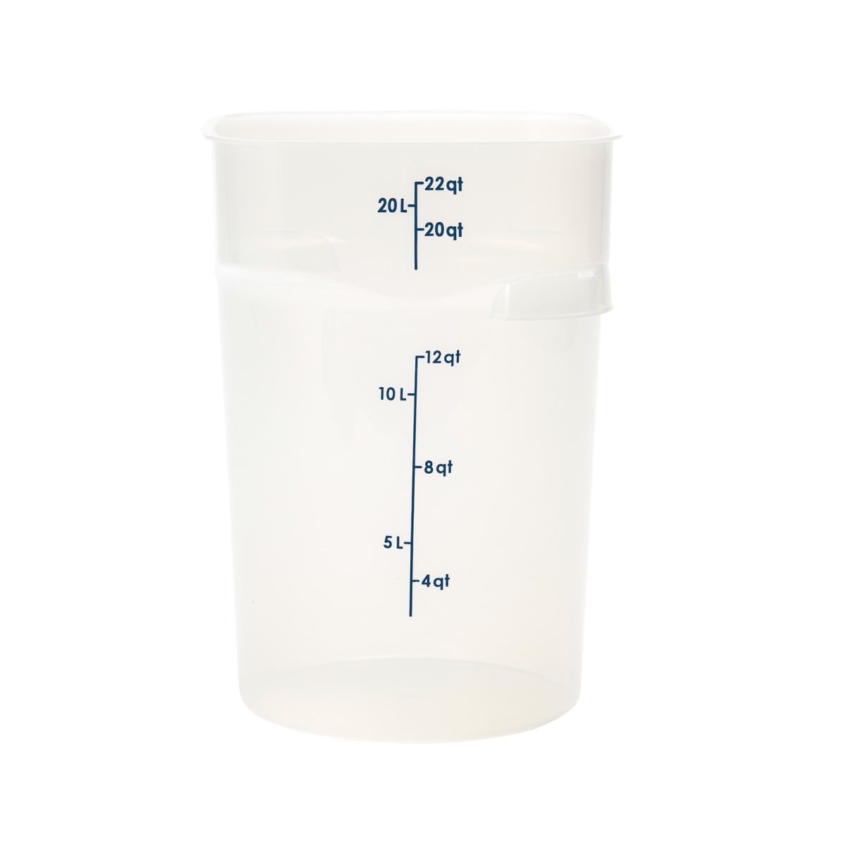 Cambro 22RFSPROPP190 translucent round polypropylene food storage container with blue graduation markings