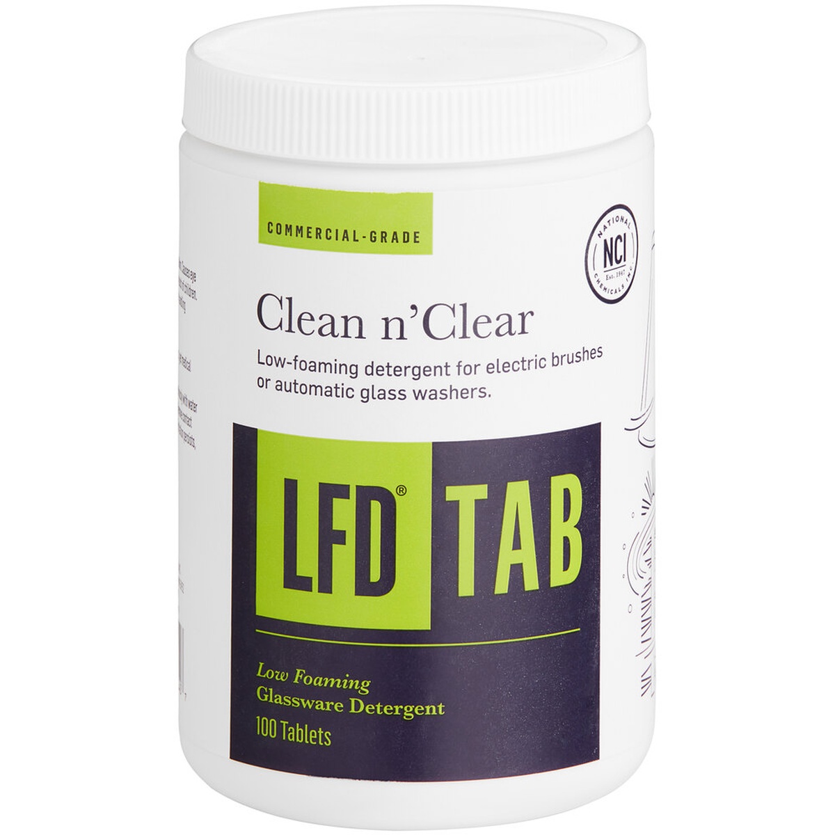 National Chemicals LFD TAB Clean n'Clear Low Foaming Glassware Detergent Tablet 100-count bottle