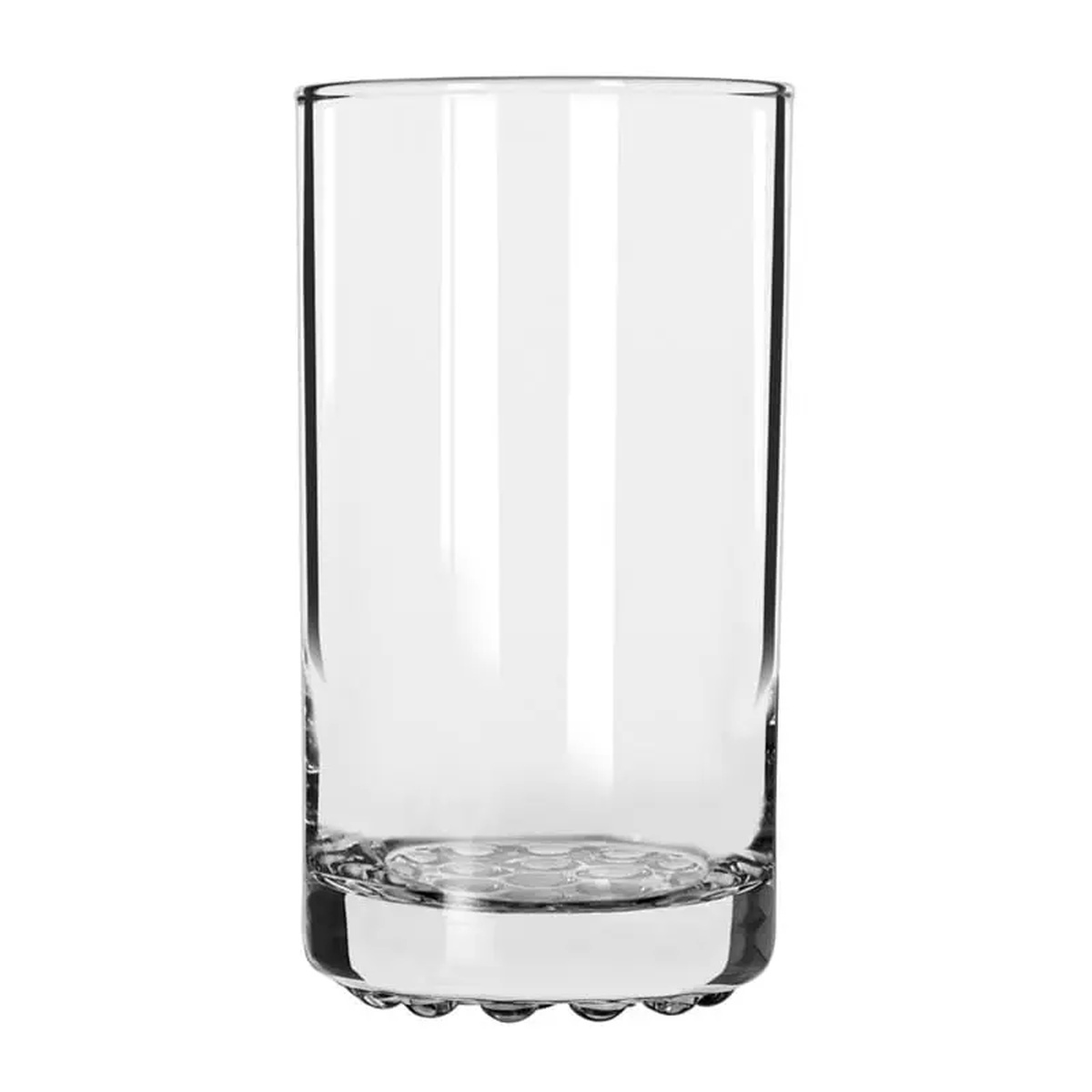 Libbey 23256 Nob Hill 9 oz clear highball glass with bubble-textured base, product-on-white view