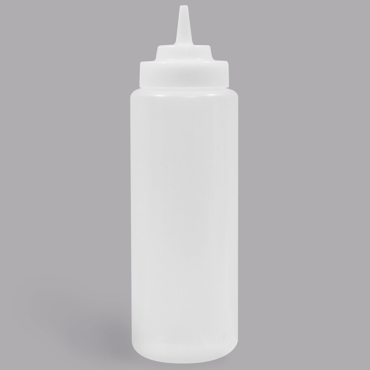 Tablecraft 23363C 32 oz clear soft polyethylene squeeze bottle with white wide cone tip cap