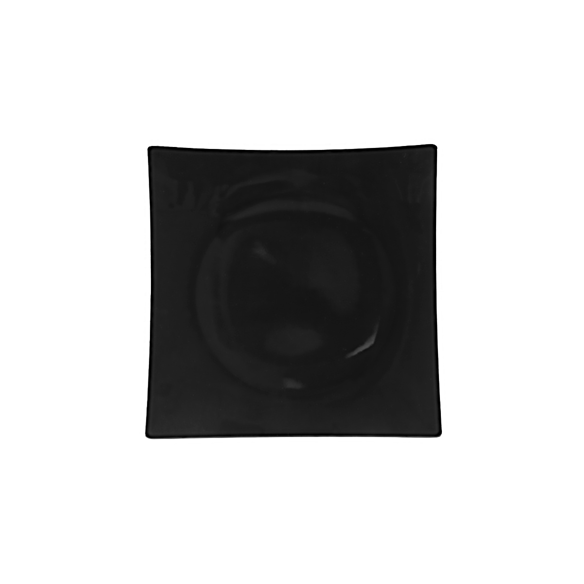Thunder Group 24010BK black square melamine plate, angled view showing 1-3/4 inch depth