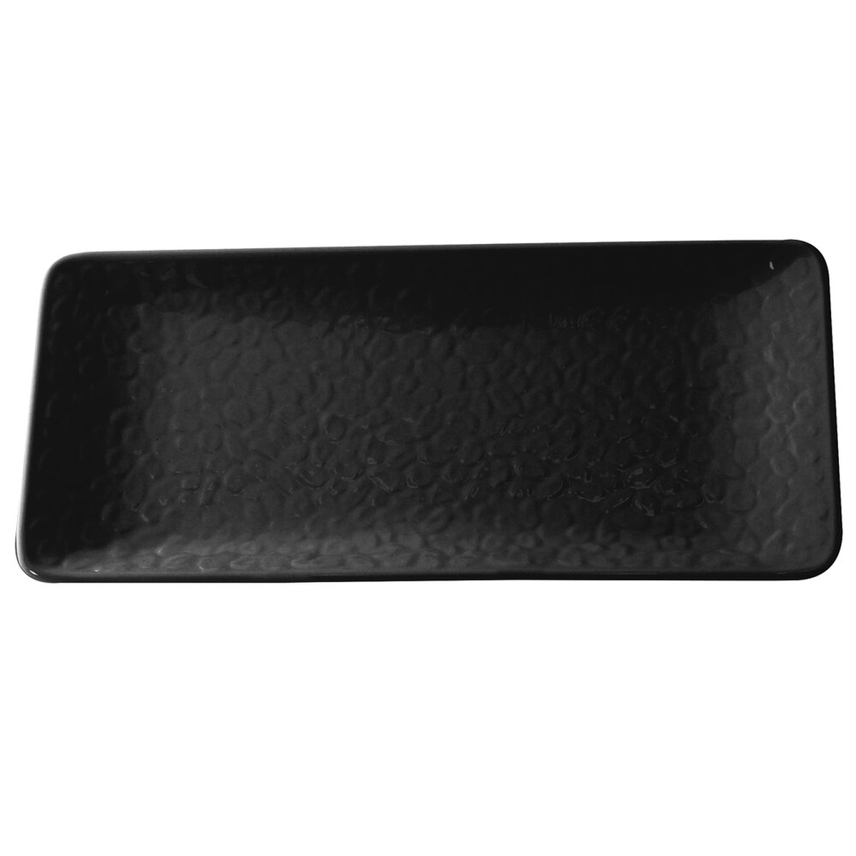 Thunder Group 24110BK black rectangular melamine plate showing wave-textured surface from above