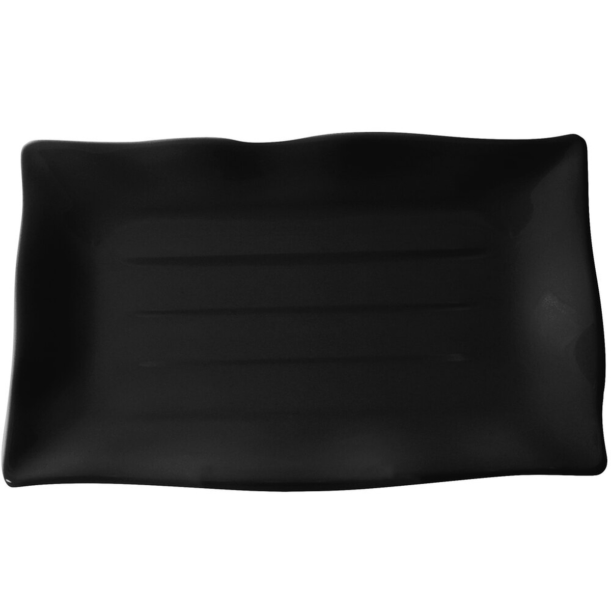 Thunder Group 24120BK Classic Black rectangular melamine plate with wave edge, top view