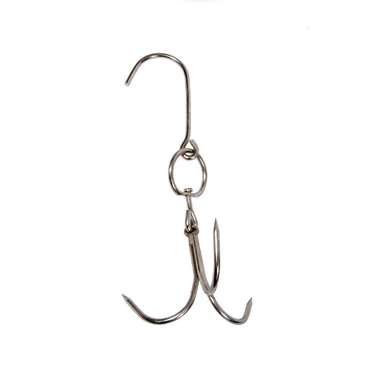 Town 248006 stainless steel three star smokehouse hook with upper S-hook, connecting ring, and three lower spikes