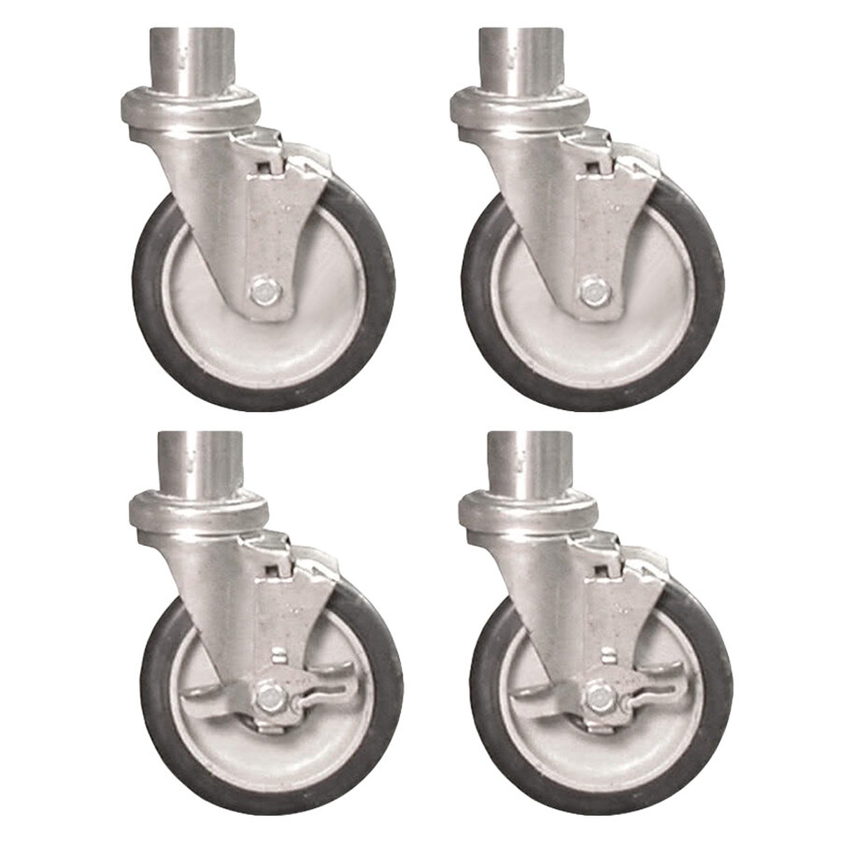 Town 250510 set of four 4-inch stem casters with brake levers for smokehouses
