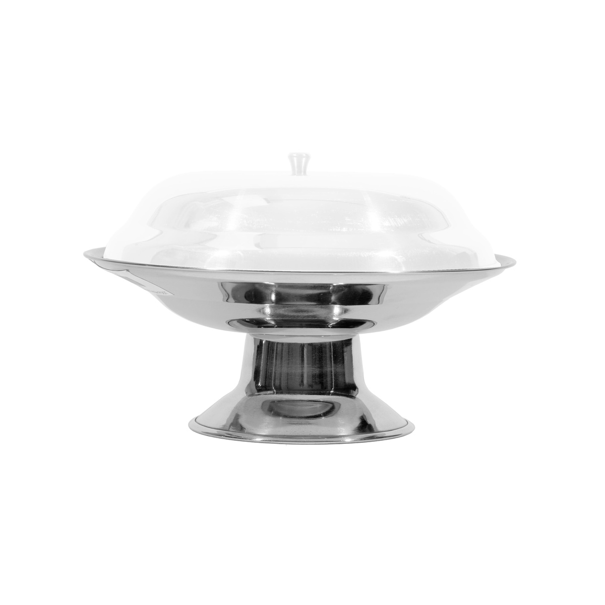 Town 25275 polished stainless steel compote dish with footed base on white background