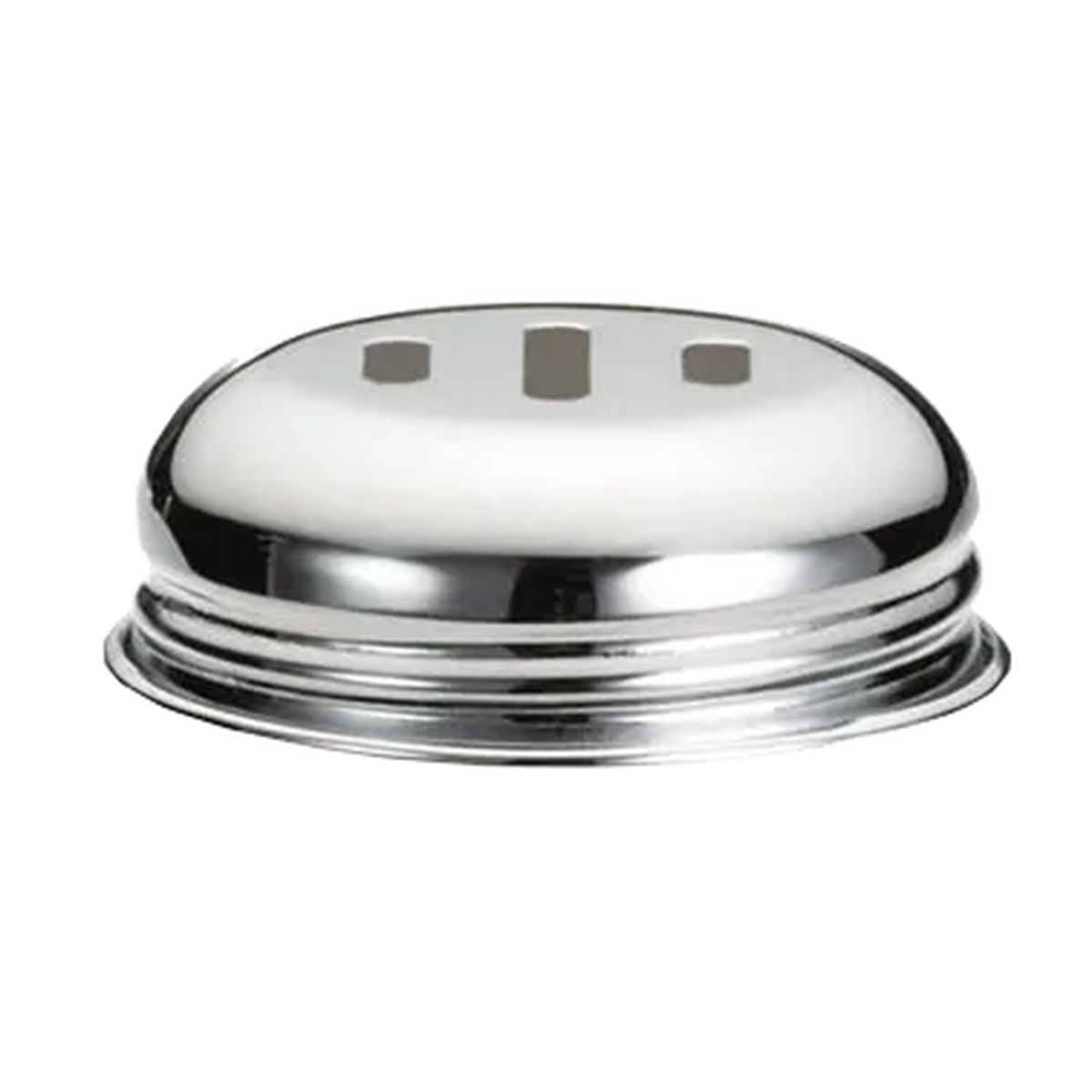 TableCraft 260ST chrome-plated slotted replacement top for cheese shakers, domed silver finish with three slots on top