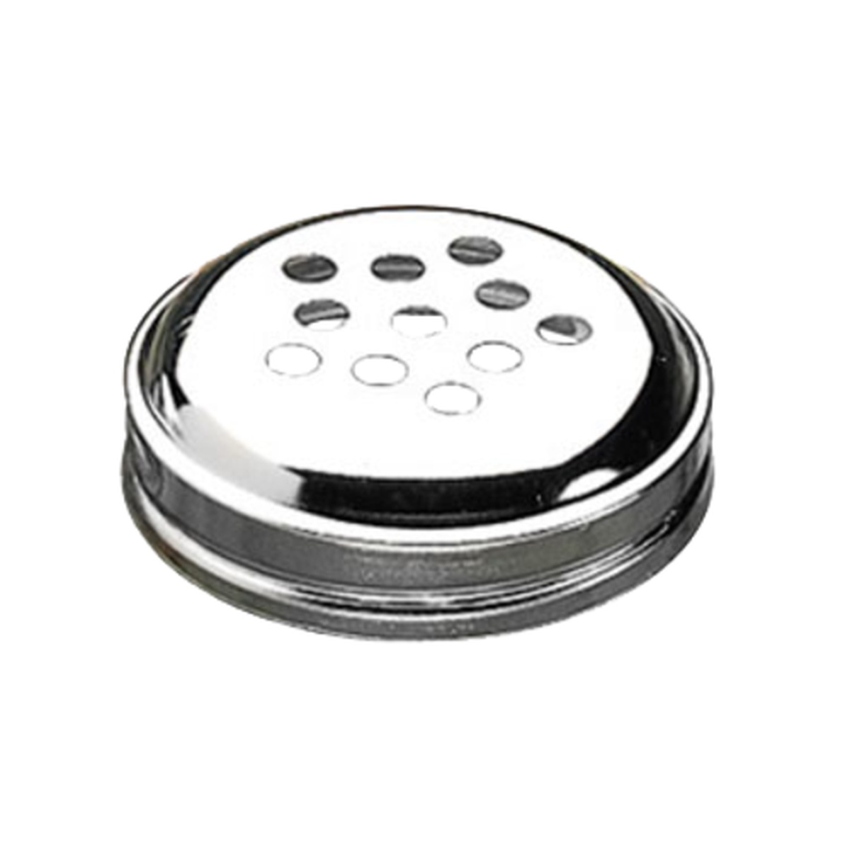 TableCraft 260T perforated chrome replacement shaker top viewed from above, showing round dispensing holes