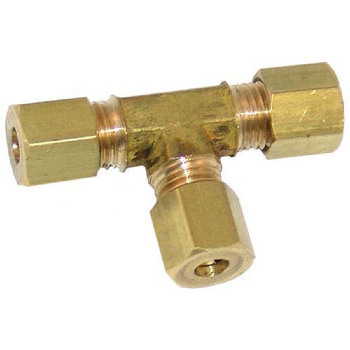 AllPoints 261546 brass 3/16-inch compression tee union fitting with three threaded ports