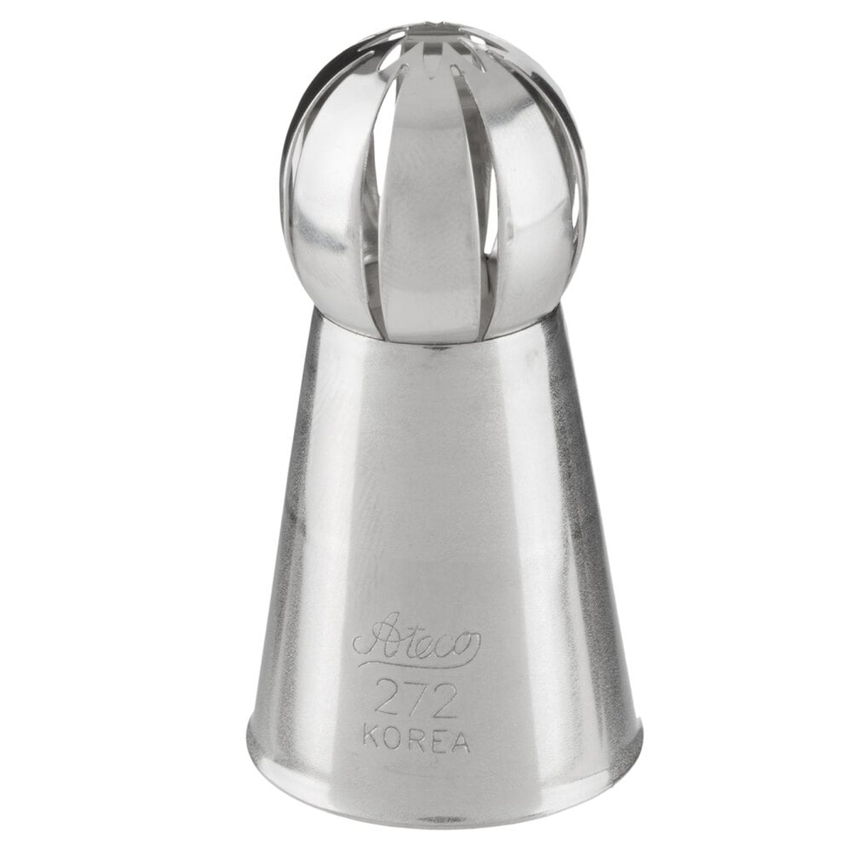 Ateco 272 Russian Ball piping tip, stainless steel, engraved with Ateco 272 Korea marking