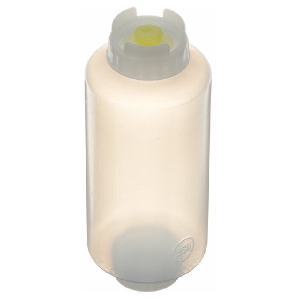 AllPoints 2801817 clear FIFO squeeze bottle with yellow valve and standard cap, 32 oz, NSF certified
