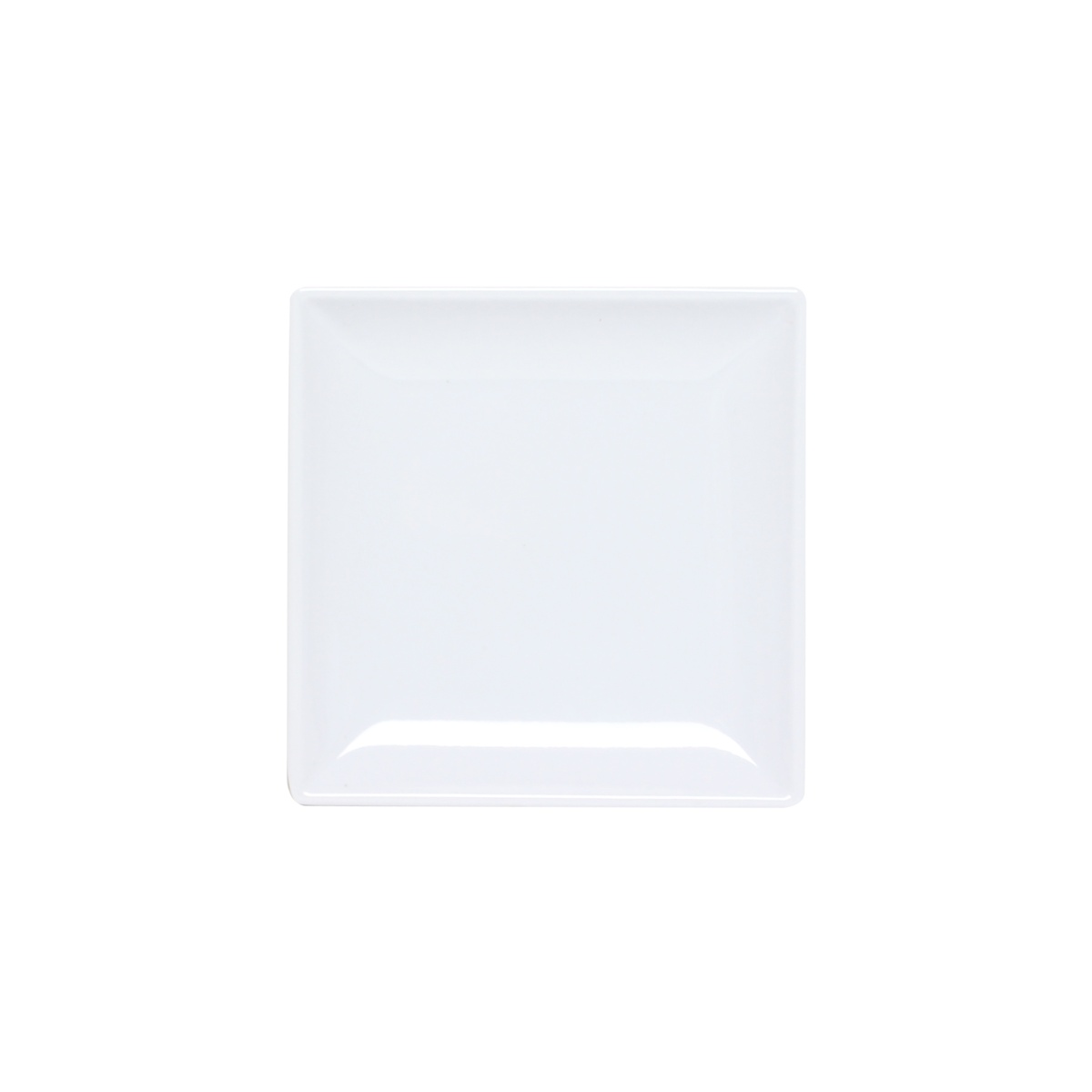 Thunder Group 29004WT white square melamine plate, slightly angled top view showing depth