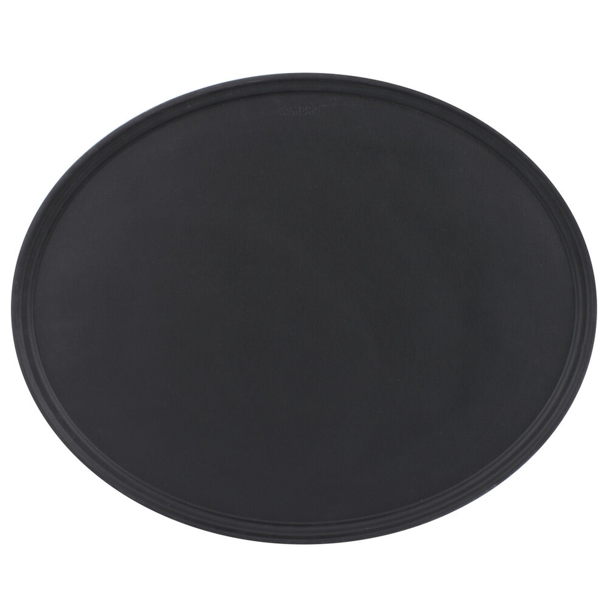 Cambro 2900CT110 black oval Camtread non-skid serving tray, top view on white background
