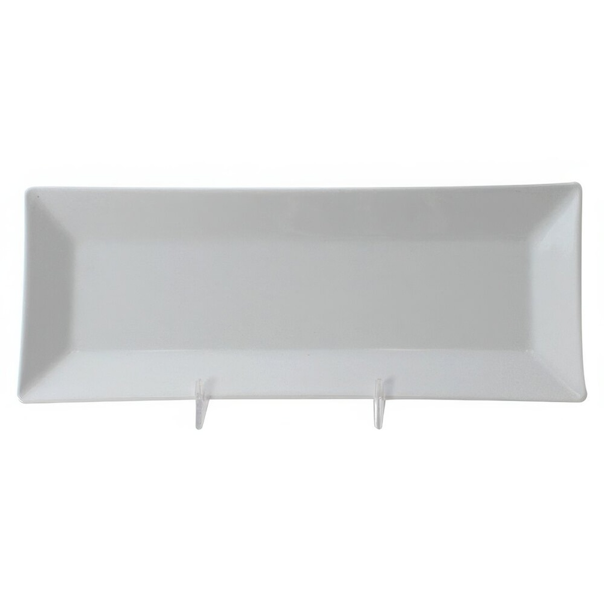Thunder Group 29110WT classic white rectangular melamine plate, top-down view showing shallow well and gently raised rim