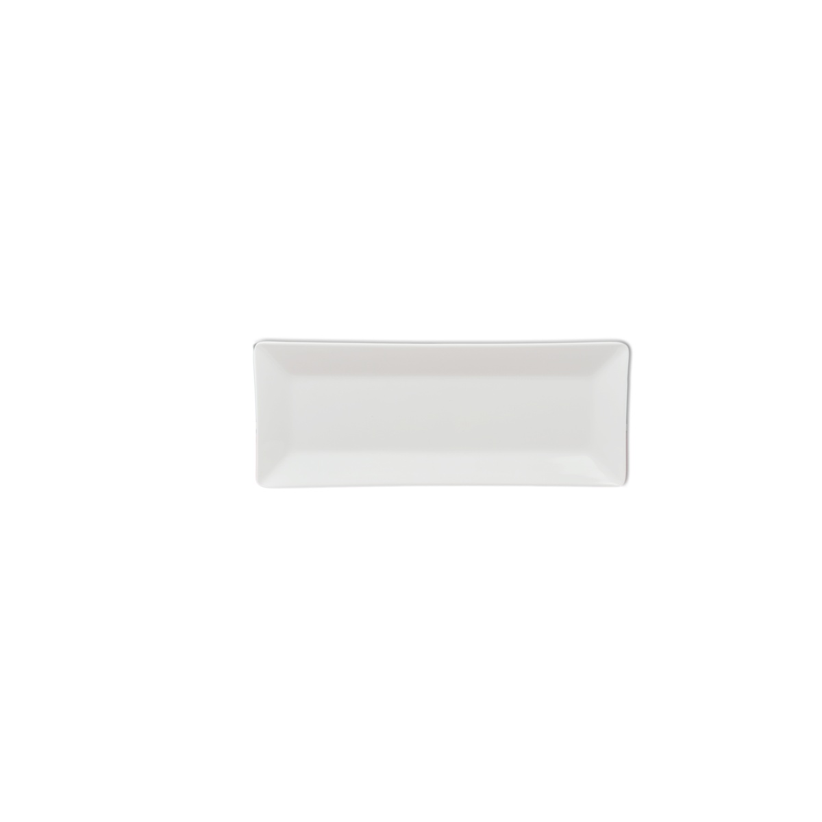 Thunder Group 29110WT Classic White 10-1/4 inch x 4 inch rectangular melamine plate, top-down view