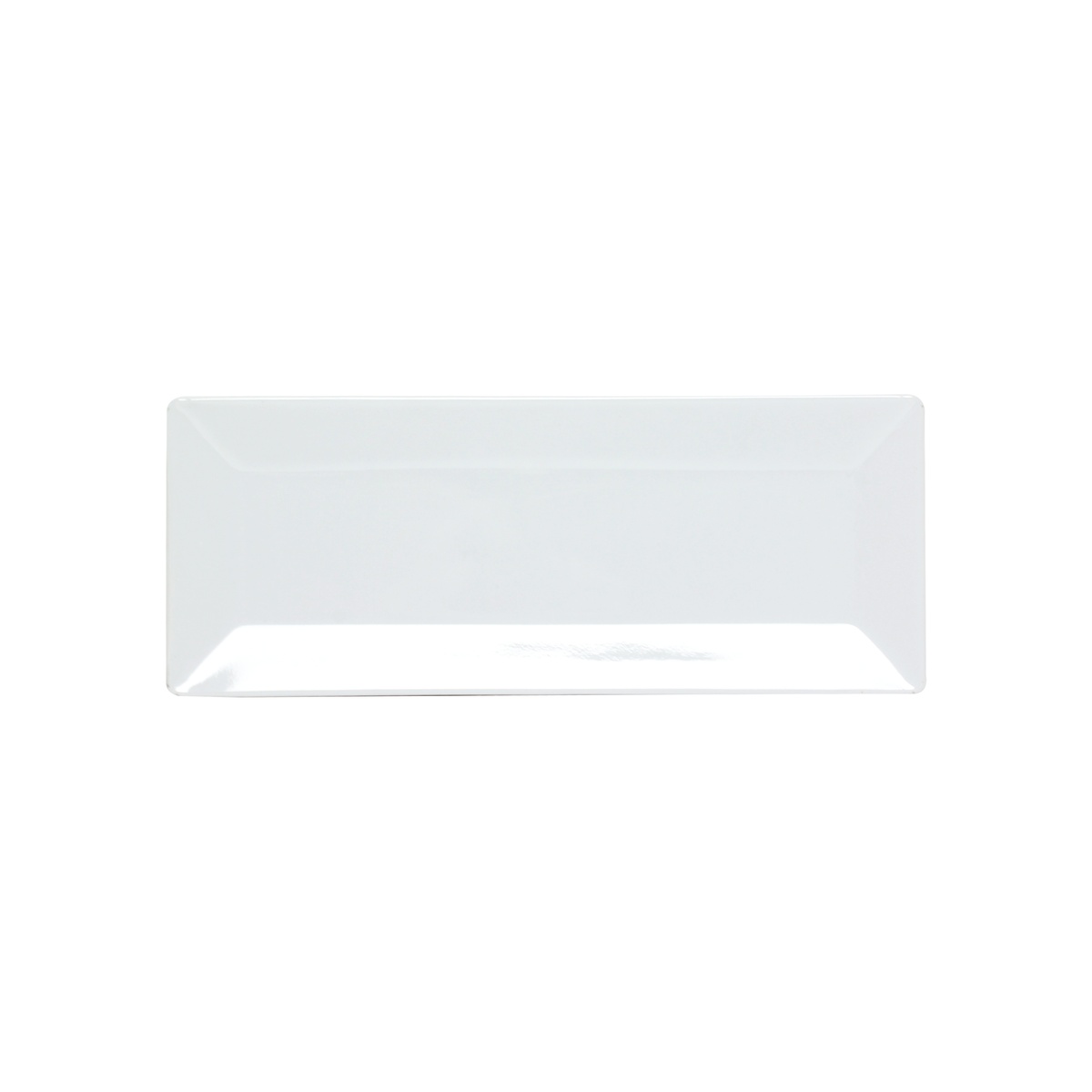 Thunder Group 29115WT white rectangular melamine plate, angled view showing depth