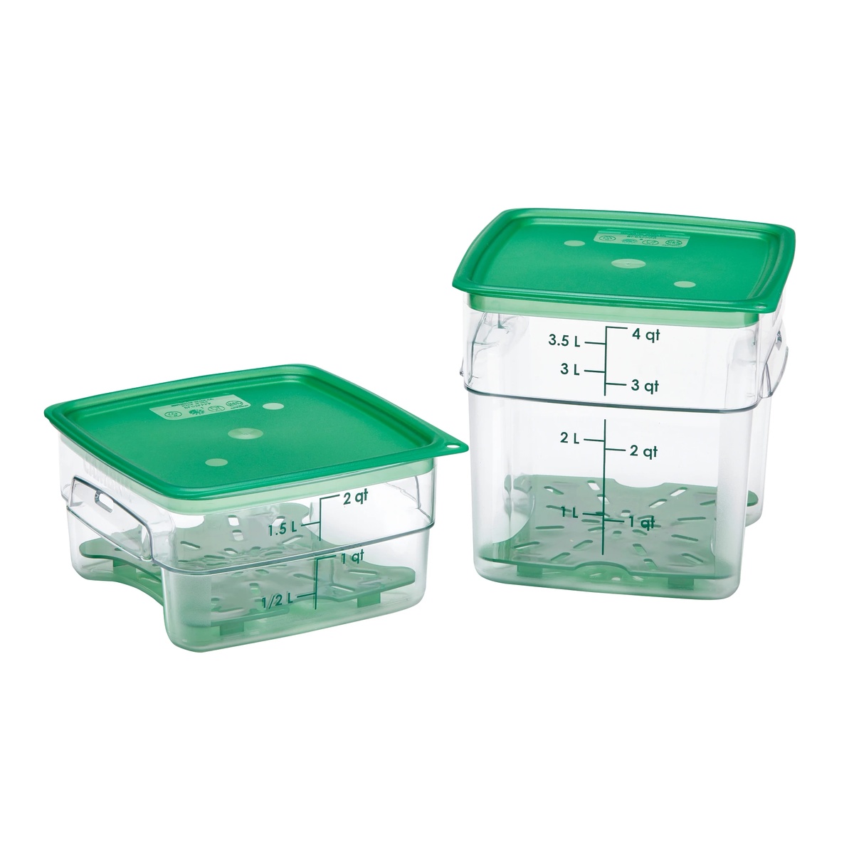 CamSquare FreshPro 2 qt and 4 qt containers with drain shelf installed