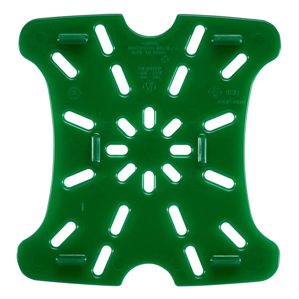 Underside view of the FreshPro drain shelf showing raised feet