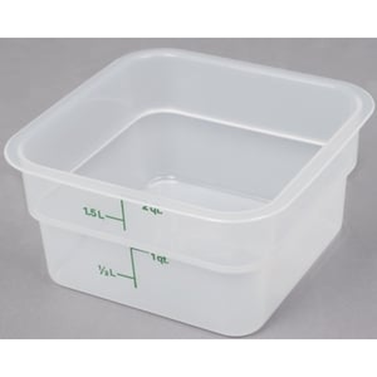 Cambro CamSquare 2 qt. translucent container overhead view showing open interior and square shape