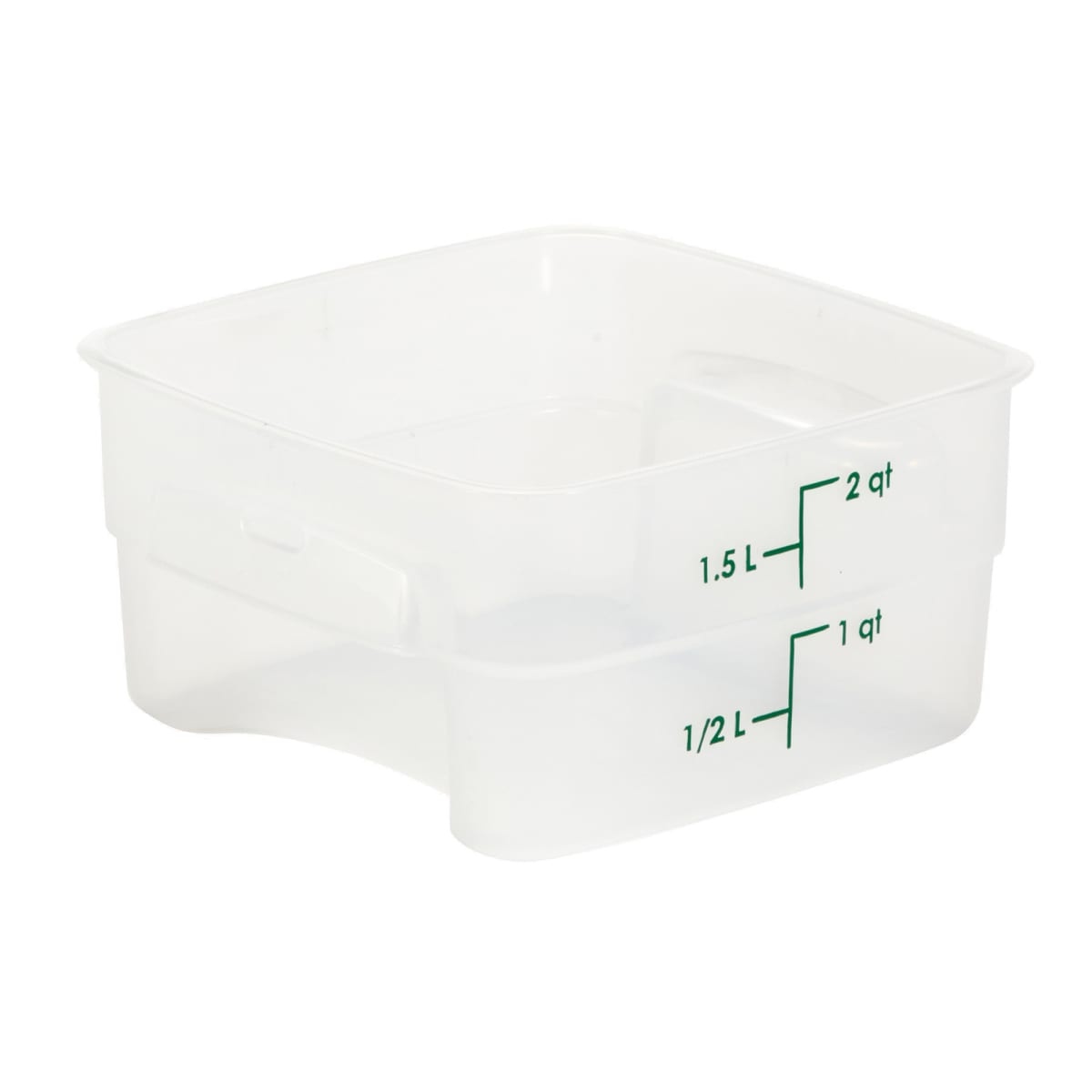 Cambro 2SFSPROPP190 translucent square food storage container with green graduation markings