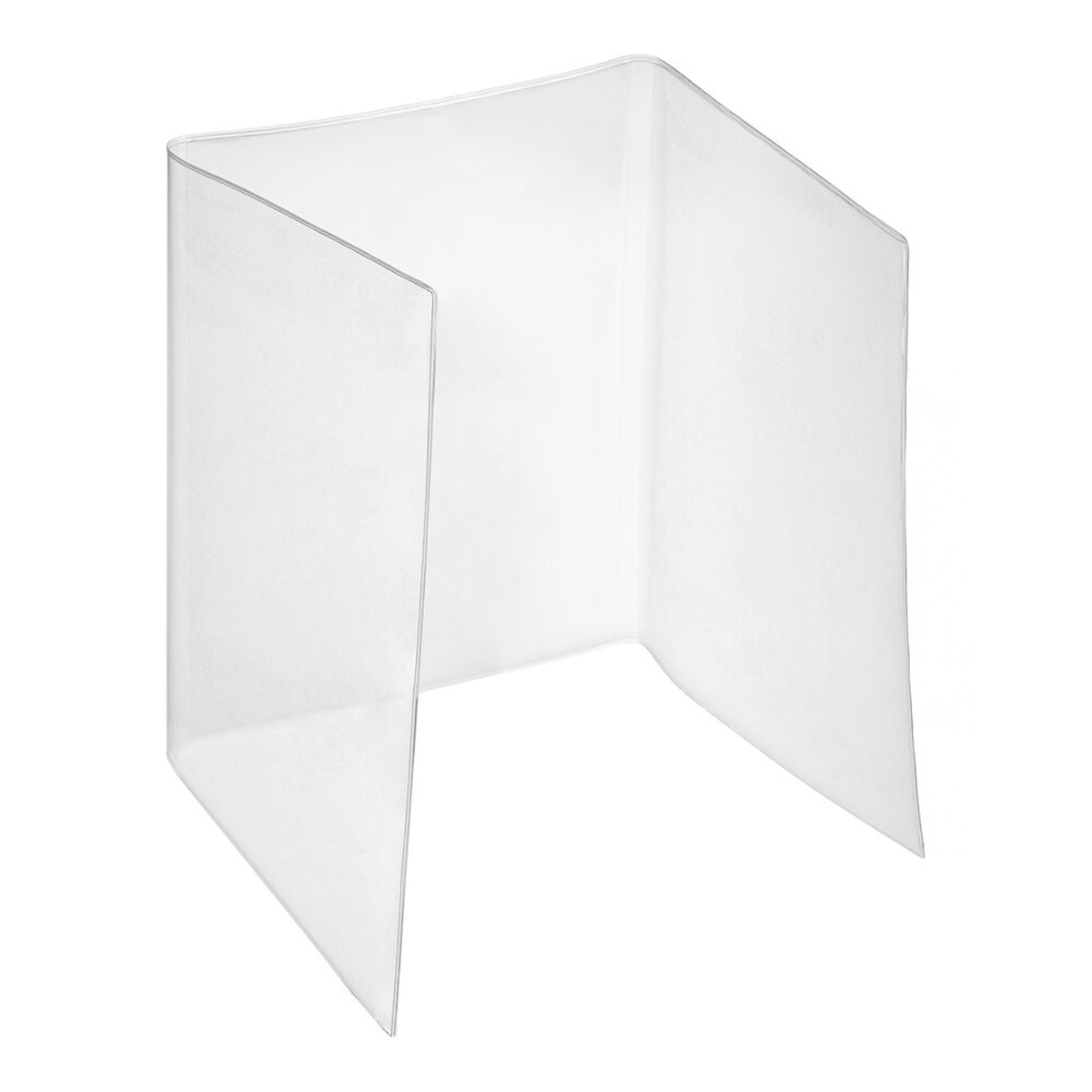 H. Risch clear triple panel vinyl menu cover shown open displaying three panels