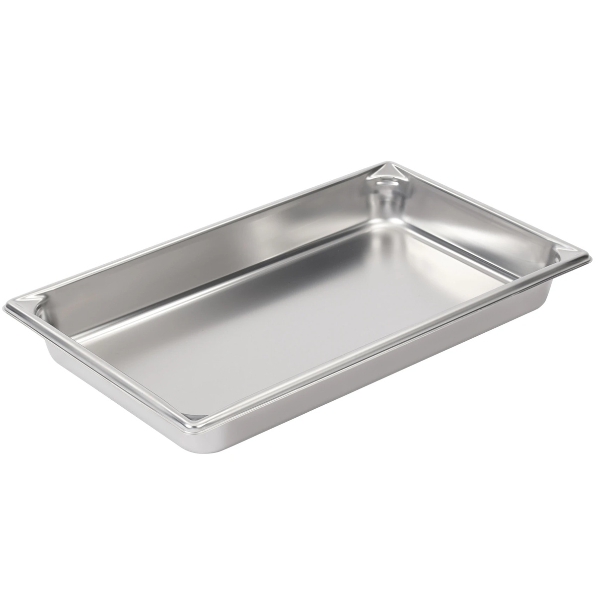Vollrath 30022 Super Pan V full-size stainless steel steam table pan with smooth curves and anti-jam stacking lugs