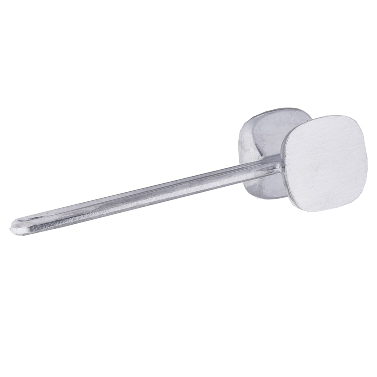 Tablecraft 3005 meat tenderizer side view clearly showing flat smooth striking face and aluminum handle
