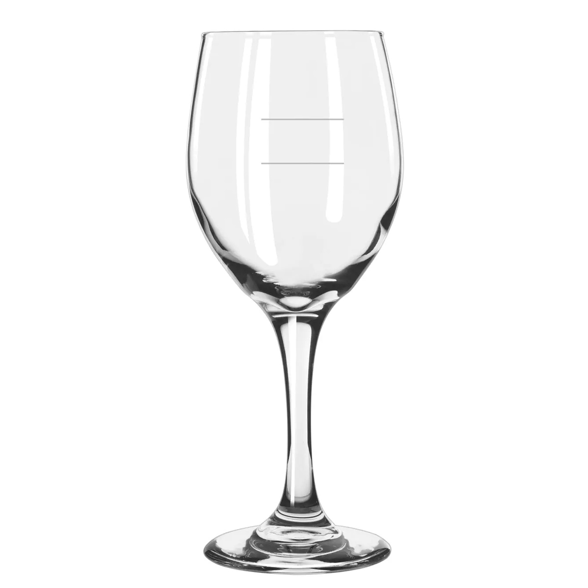 Libbey 3011 Perception 14 oz clear tall goblet with etched pour lines on white background