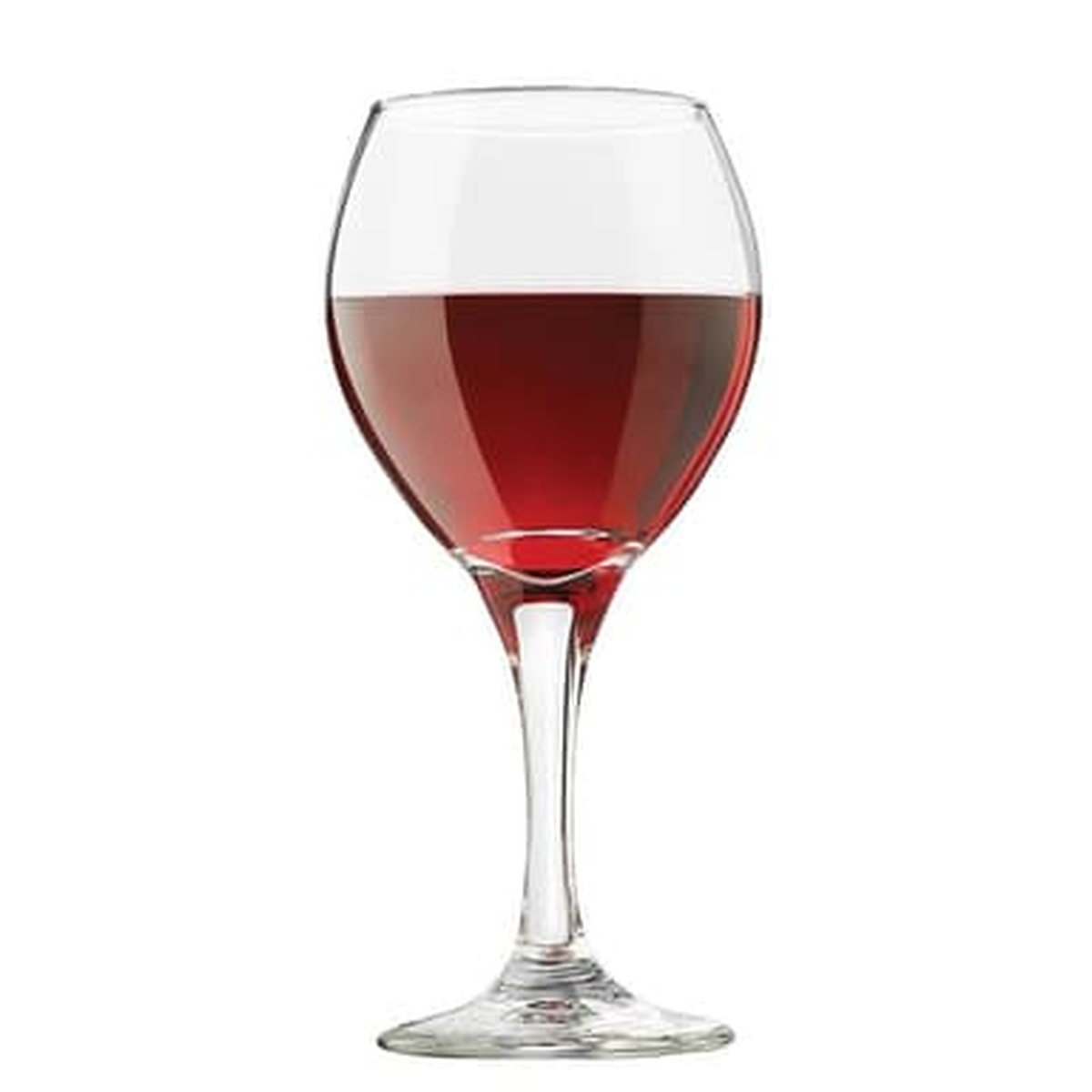 Libbey 3014 Perception Red Wine Glass filled with red wine, showcasing the bowl shape and clarity