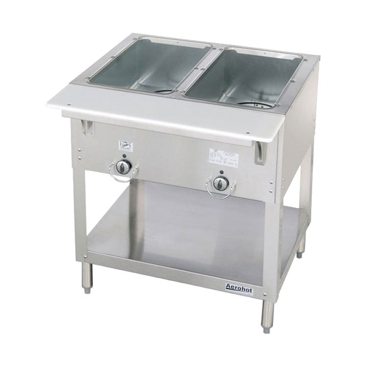 Duke 302 Aerohot two-well gas steam table with open base and undershelf
