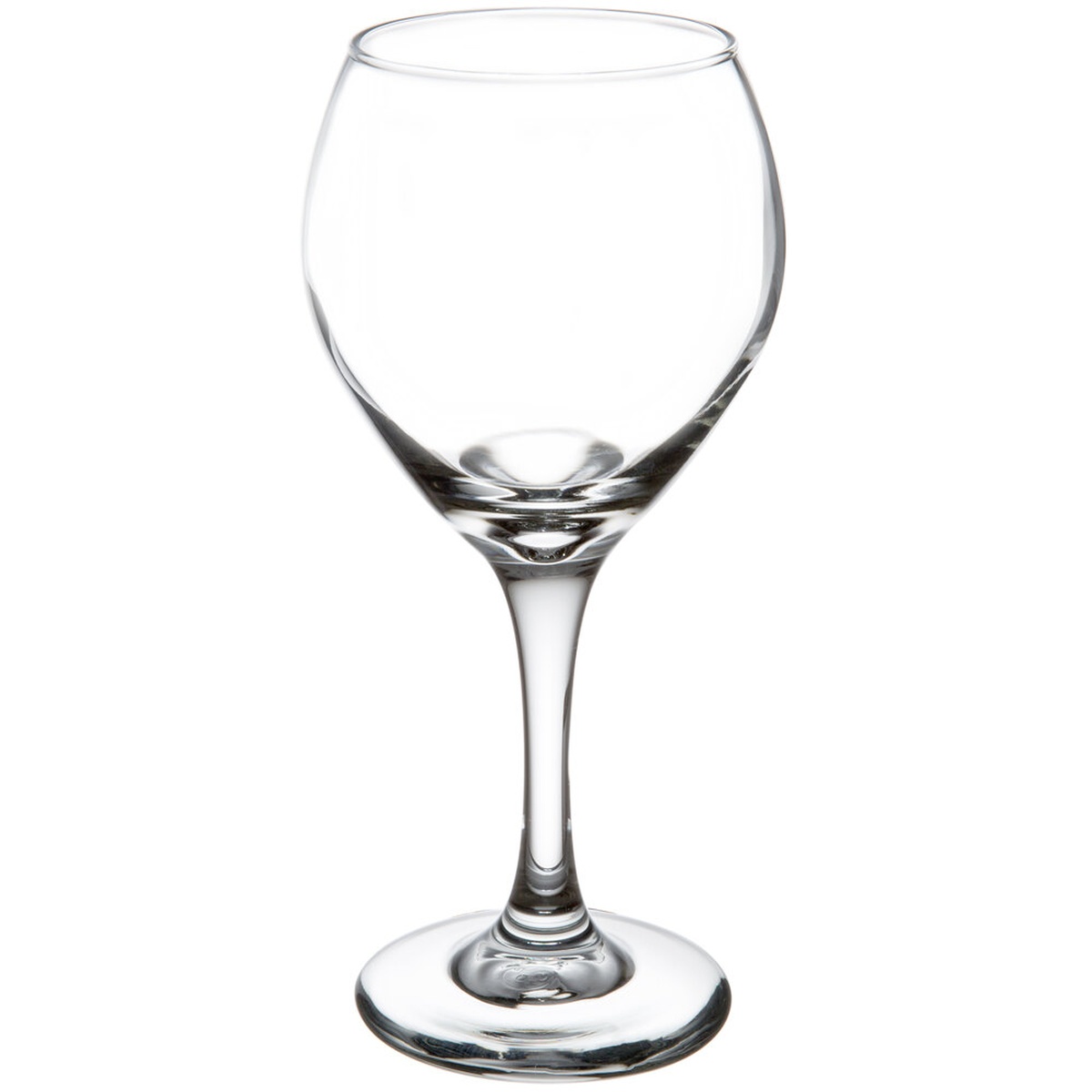 Libbey 3056 Perception 10 oz. clear red wine glass with round bowl and slender stem on white background