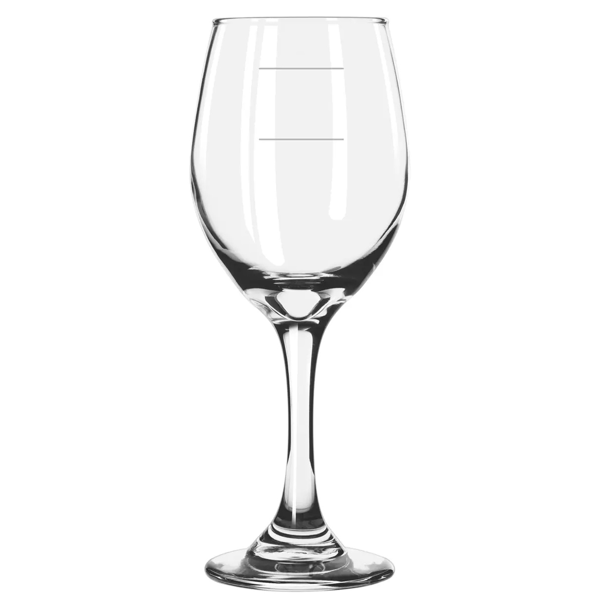 Libbey 3057 Perception 11 oz. clear wine glass with etched pour line markers on white background