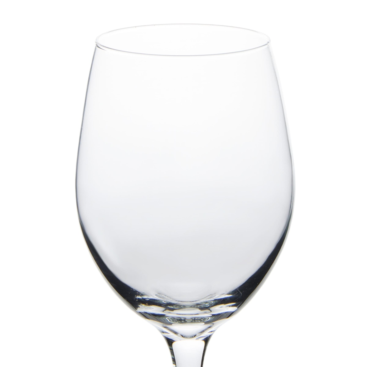 Close-up view of the Libbey Perception wine glass bowl showcasing its clear glass clarity and curved shape