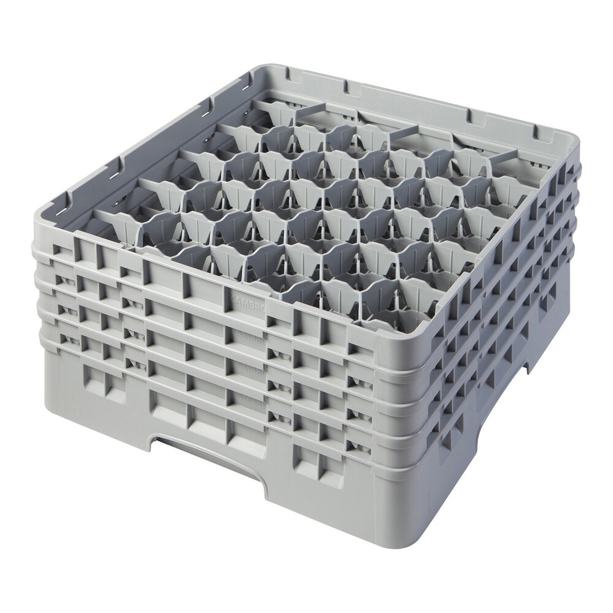 Cambro Camrack soft gray 30-compartment glass rack with extenders